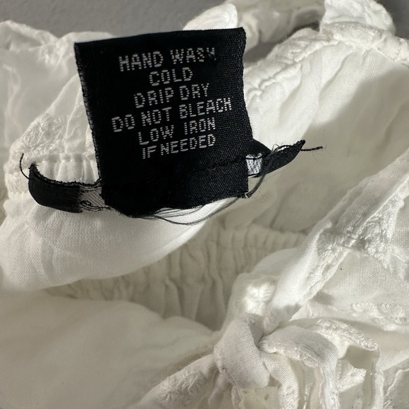 Angie White Eyelet Babydoll Mini Dress Women's Medium Ruffle Sweetheart Coquette - Picture 11 of 11